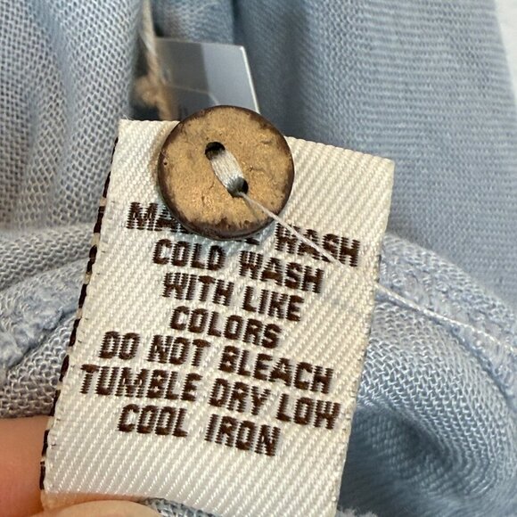 Vintage Havana Crochet Detail Tunic Button Up Top Blouse Shirt Blue Boho Medium - Picture 13 of 14